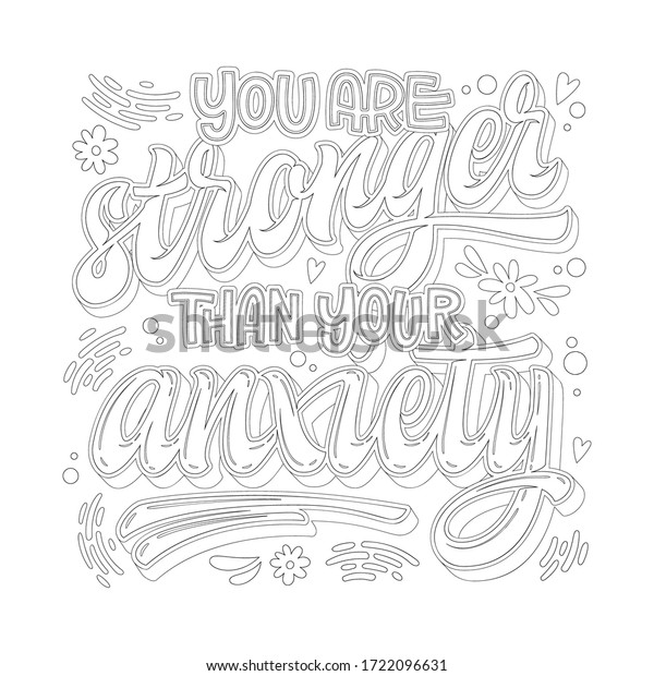 Stop depression typography coloring page adults stock vector royalty free