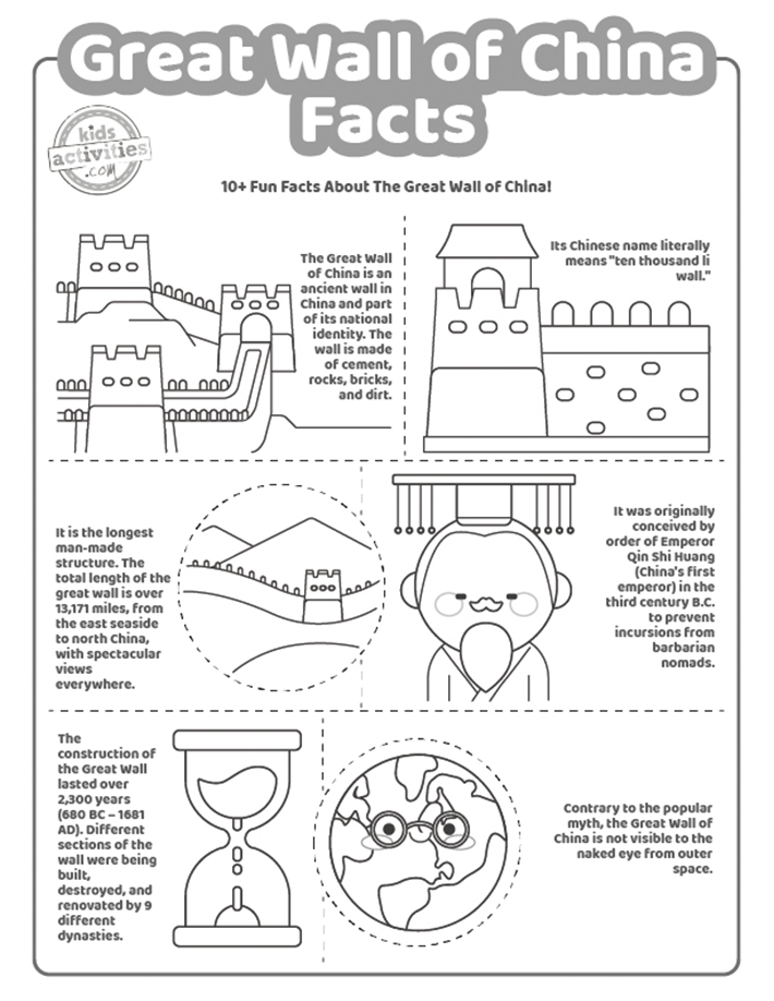 Facts about the great wall of china coloring pages kids activities blog