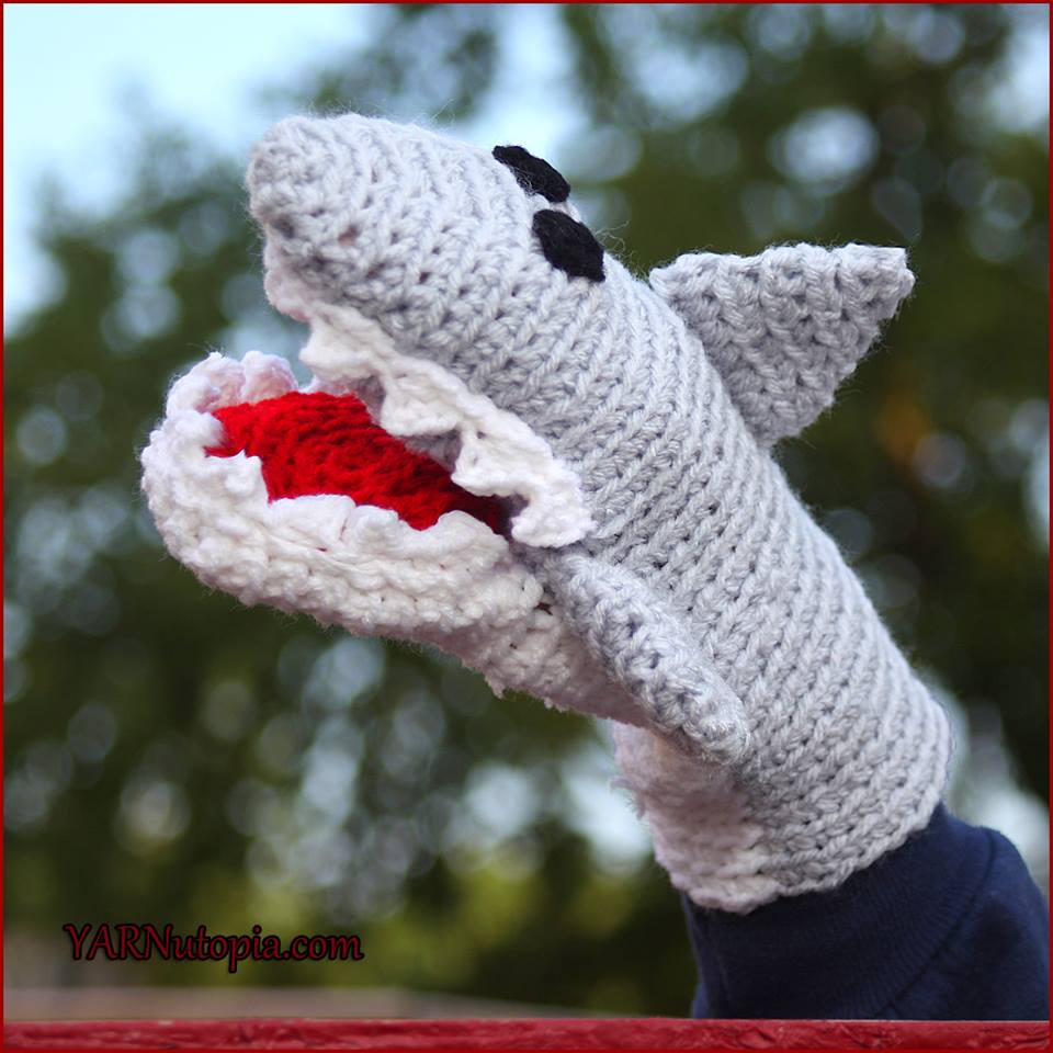 Crochet tutorial great white shark hand puppet