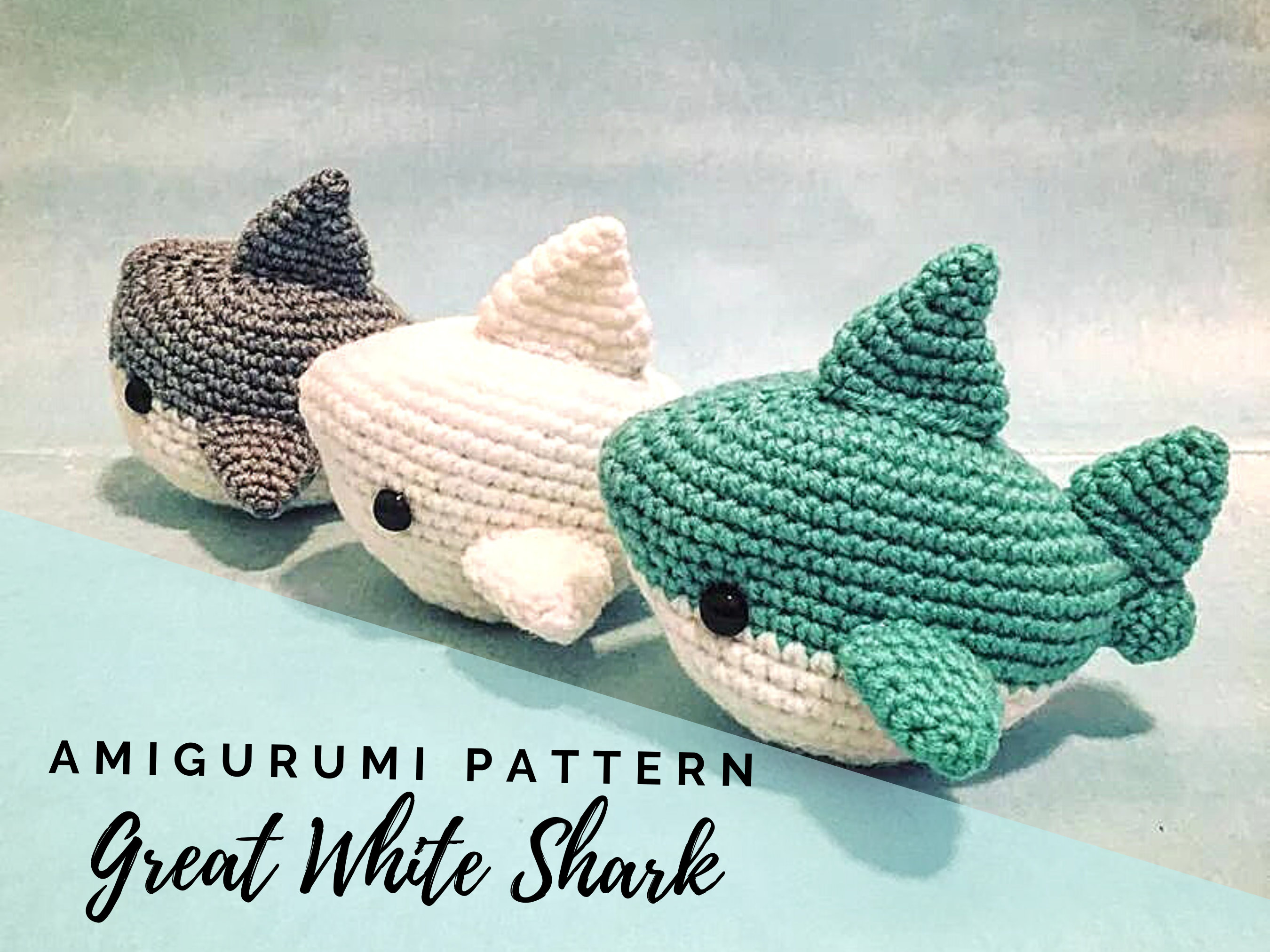 Shark amigurumi pattern pdf megalodon great white shark week instant download