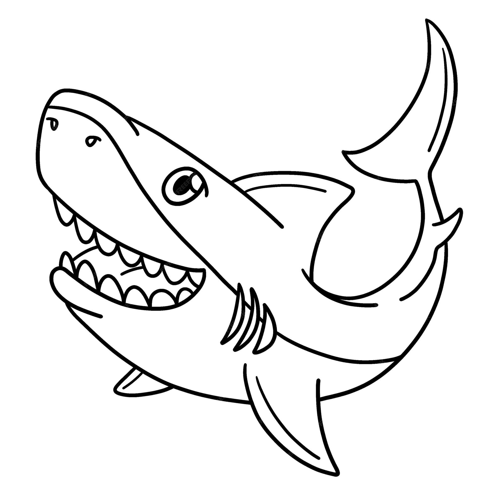 Premium vector great white shark isolated coloring page for kids
