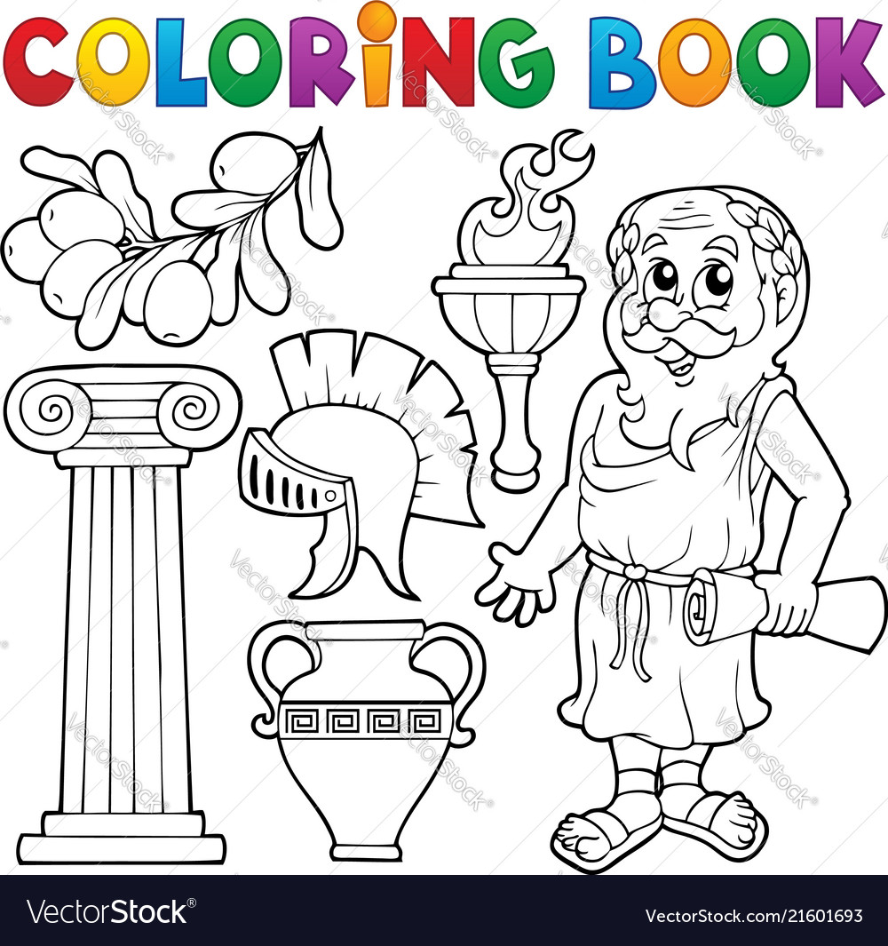 Coloring book greek theme royalty free vector image