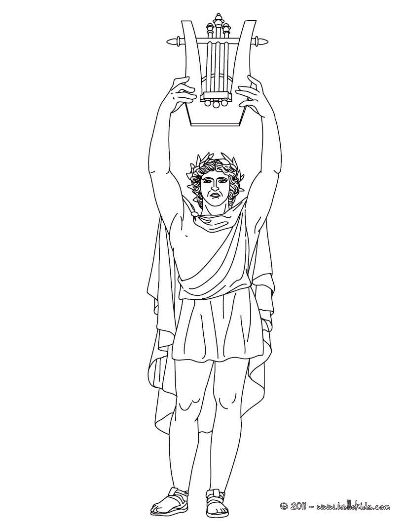 Apollo the greek god of arts and music coloring pages