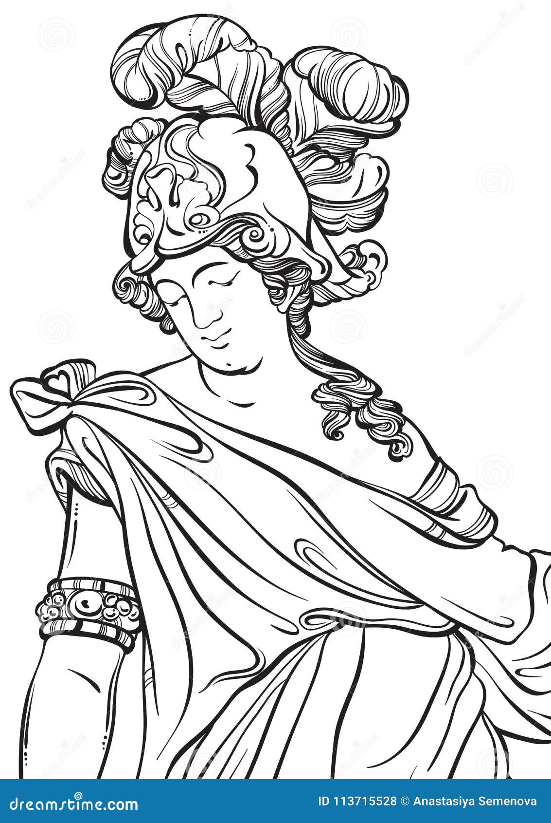 Greek god in line style great template for coloring book page classicism ancient greece myths and legends stock vector