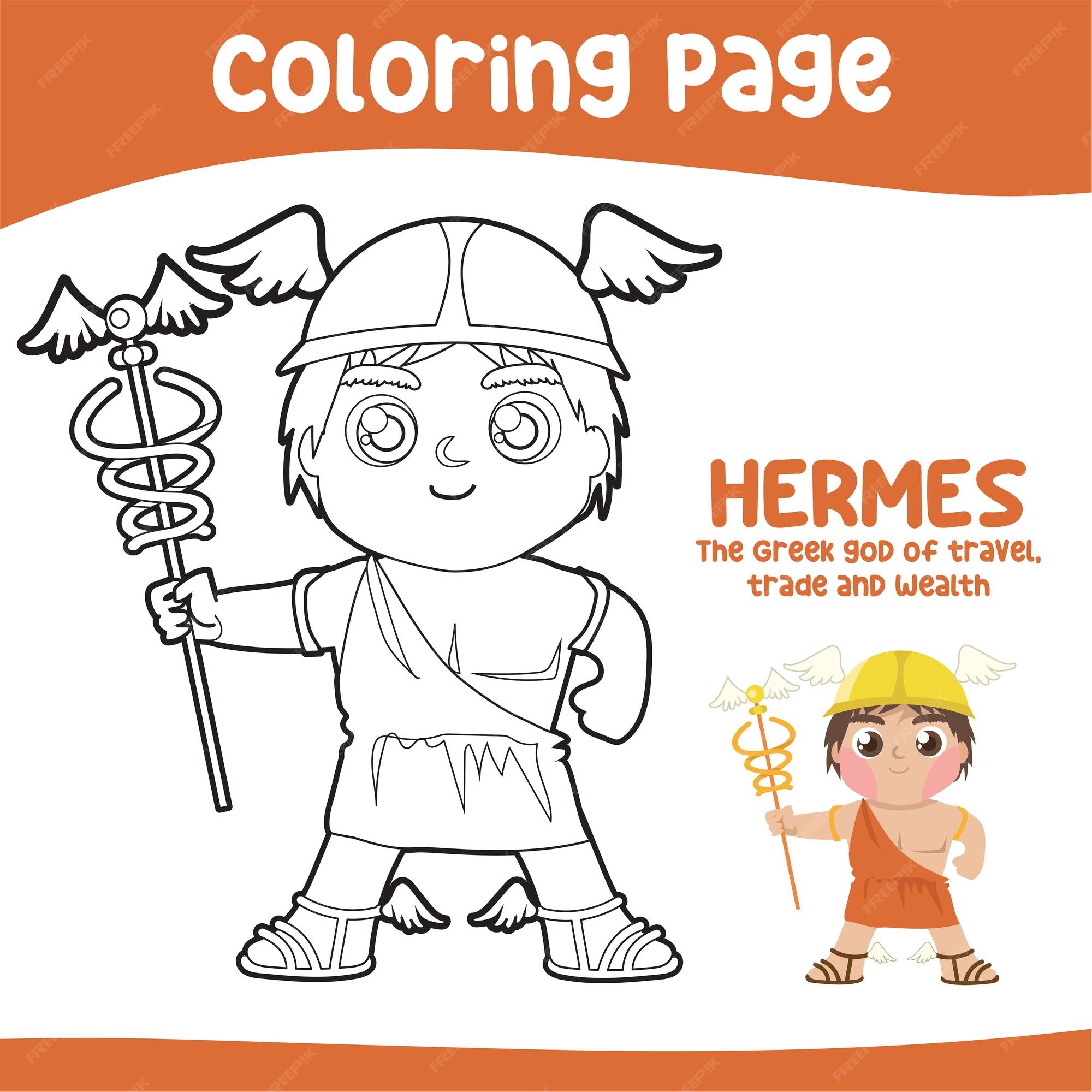 Premium vector colouring worksheet ancient greece mythology greek deity theme elements coloring page activity