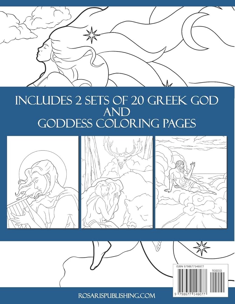 Greek gods and goddesses mythology coloring book a coloring book of handsome gods and beautiful goddesses publishing rosaris books