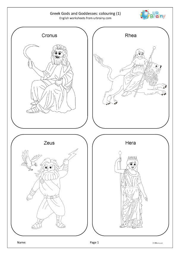 Greek gods and goddesses colouring