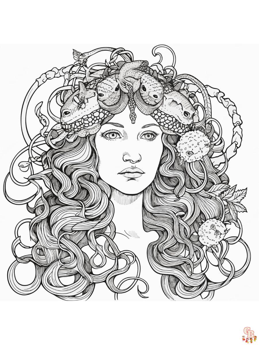 Printable medusa coloring pages free for kids and adults