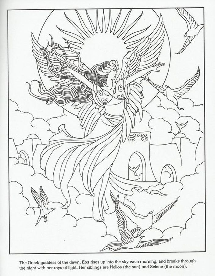 Eos greek sky goddess challenging coloring pages for adults fairy coloring pages coloring pages steampunk coloring