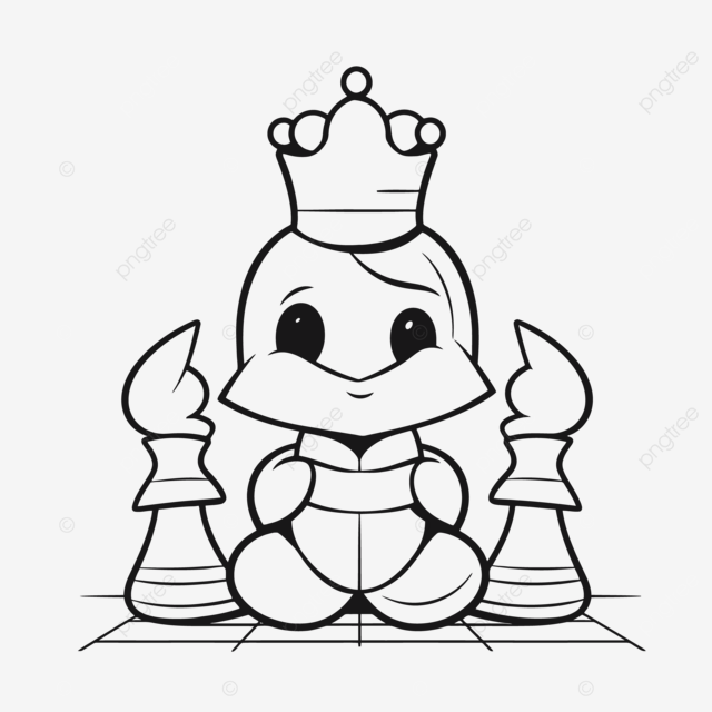 Cartoon chess baby coloring pages vector ilustracija outline sketch drawing chess drawing chess outline chess sketch png and vector with transparent background for free download