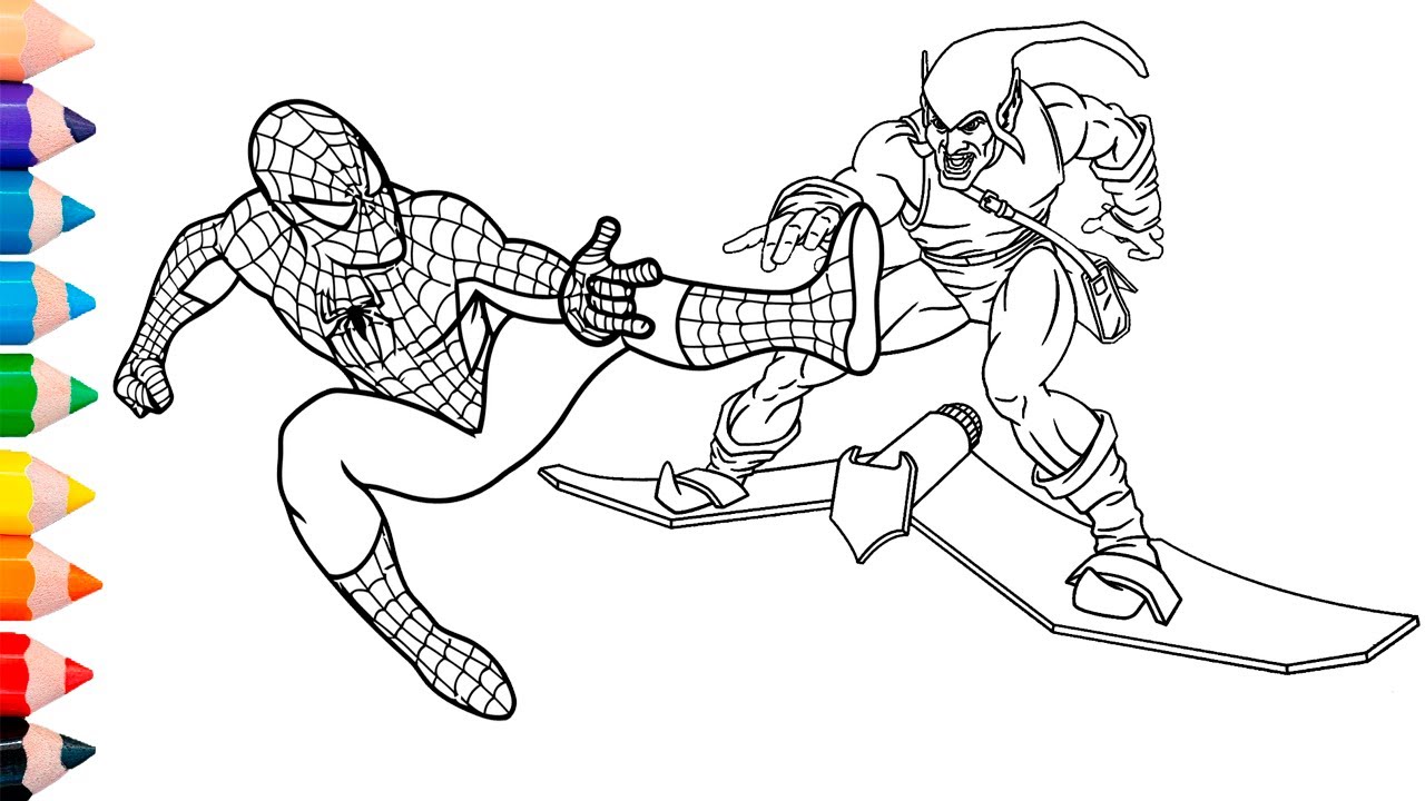 Spideran vs green goblin coloring pages spideran