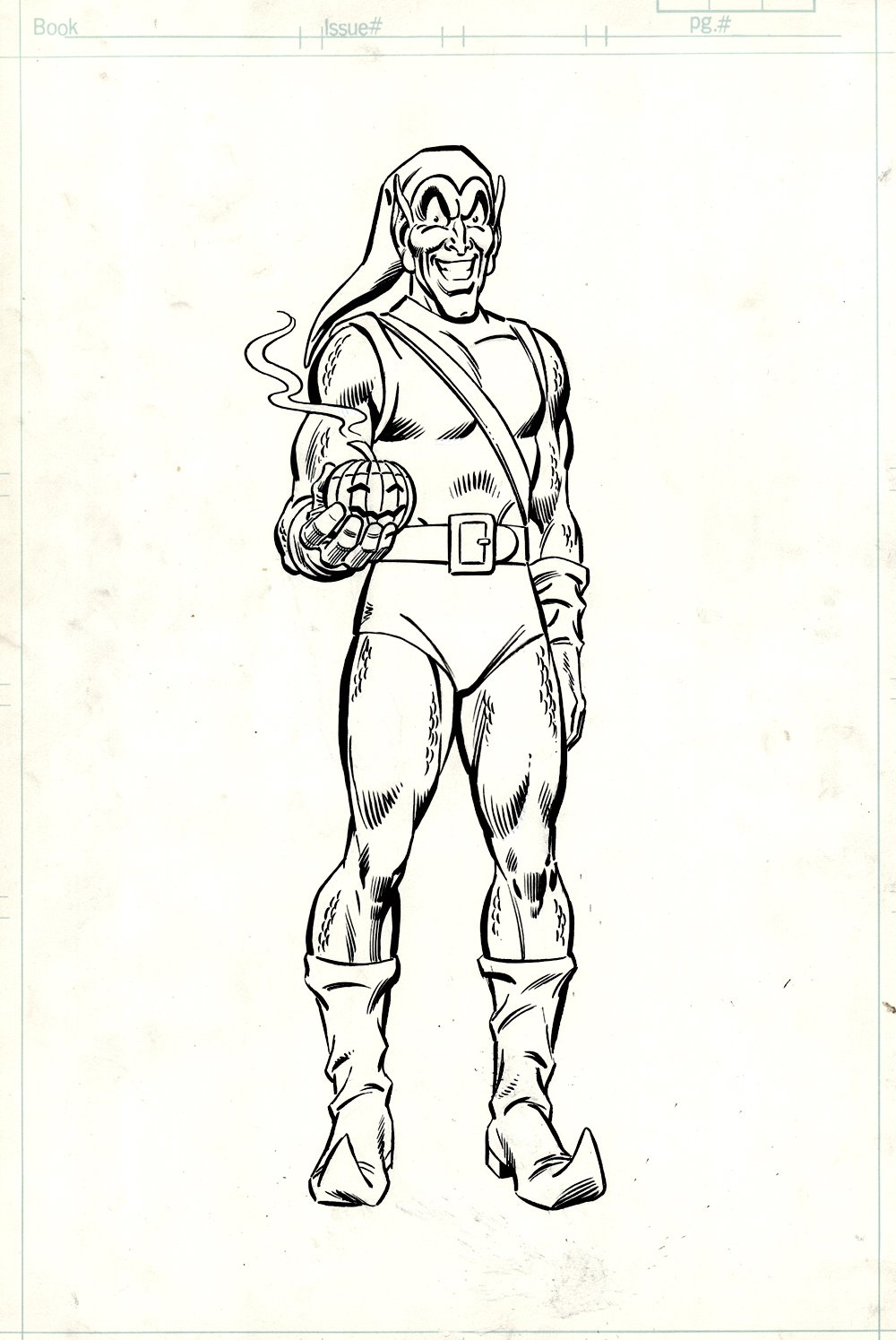 Official handbook marvel universe book of the dead green goblin pinup ic art for sale by artist john romita sr at