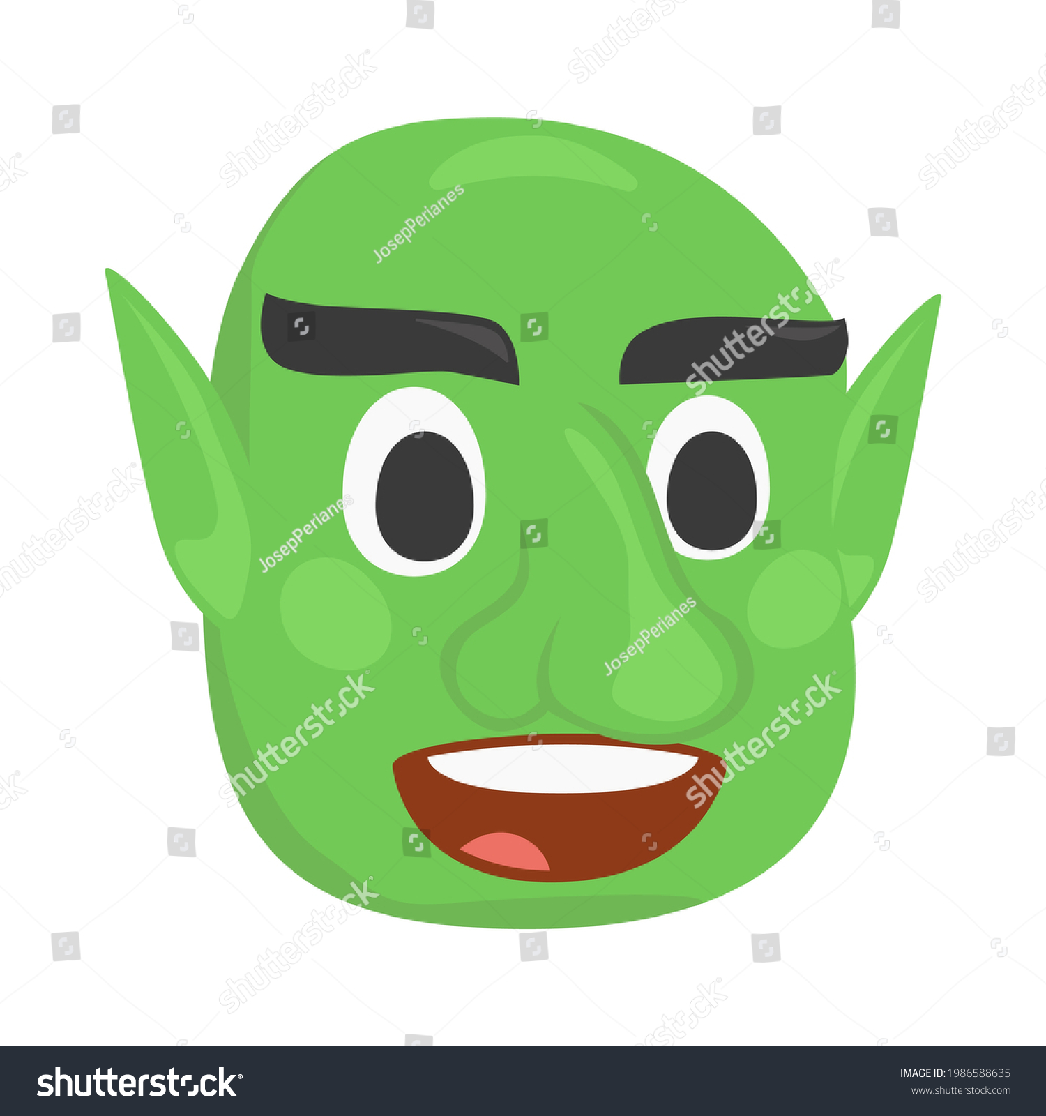 Goblin green sign emoji icon illustration stock vector royalty free