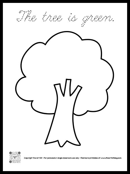 Green tree coloring pages cursive font â the art kit