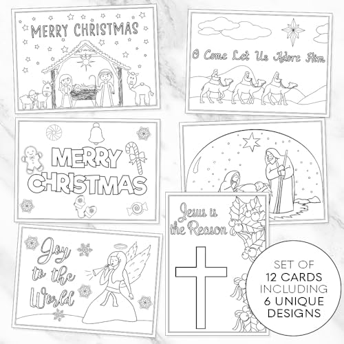 Christmas coloring greeting cards holiday greetings jesus is the reason christian religious coloring pages cards bible flat cards kids adult diy crafts grandchildren assortment pack count office products