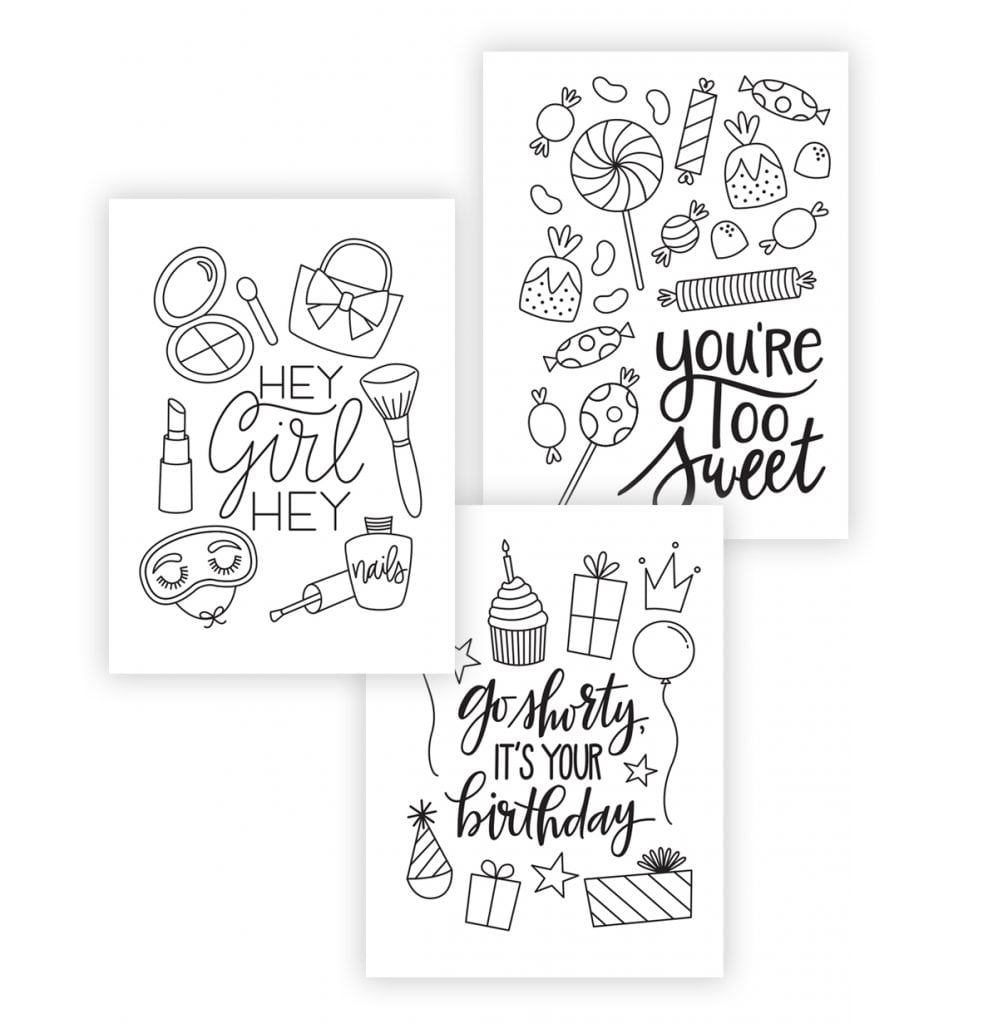 Printable coloring cards