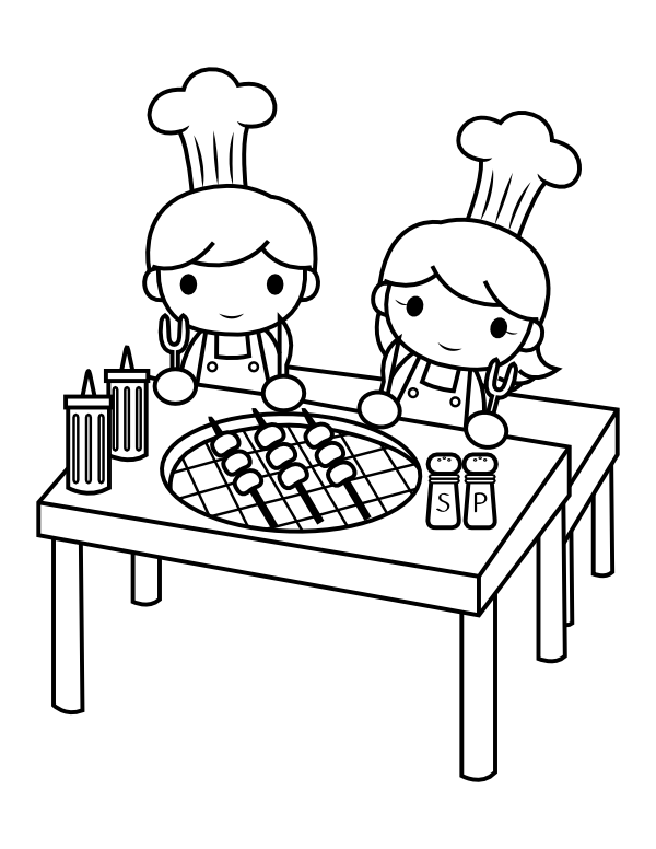 Printable tabletop grill coloring page