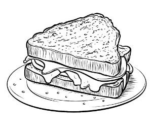Grilled cheese sandwich coloring pages â coloring corner