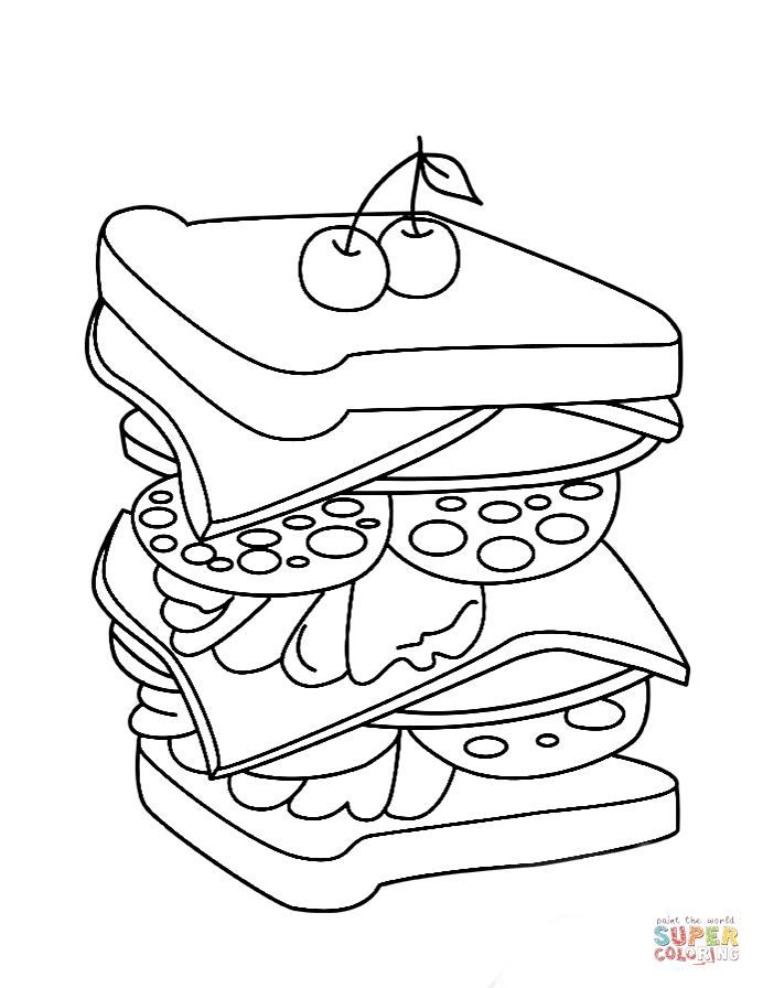Sandwich coloring page free printable coloring pages
