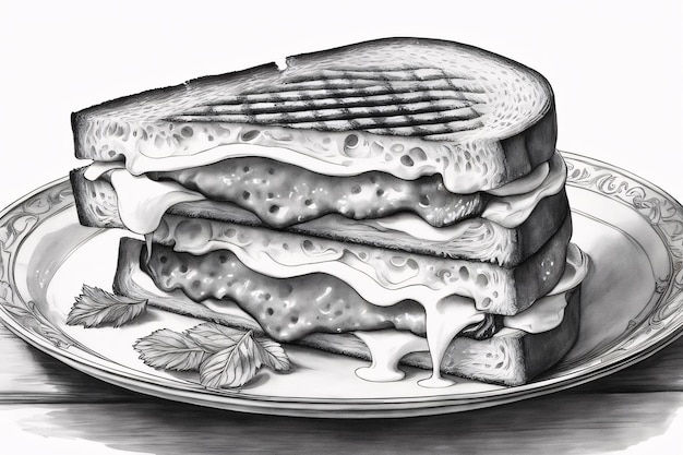 Premium ai image cheddar toast coloring page printable quality black white poster quality