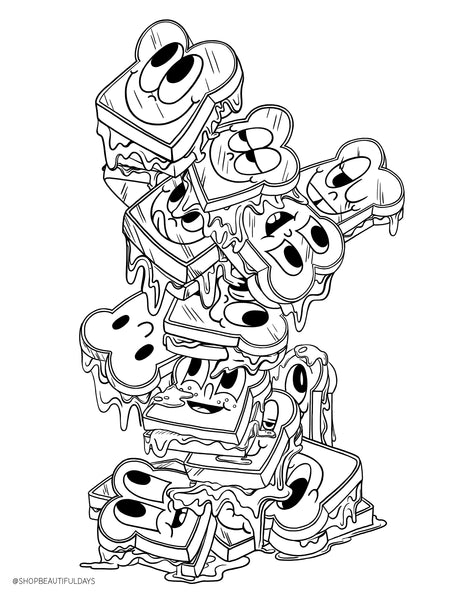 Grilled cheese coloring page