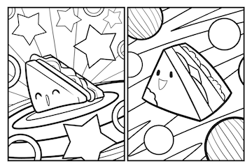 Premium vector kawaii sandwich cartoon coloring pages