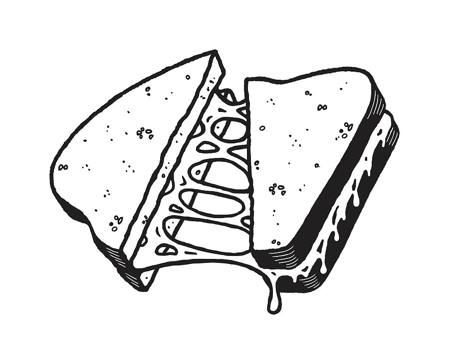 Grilled cheese sandwich drawing by csa images