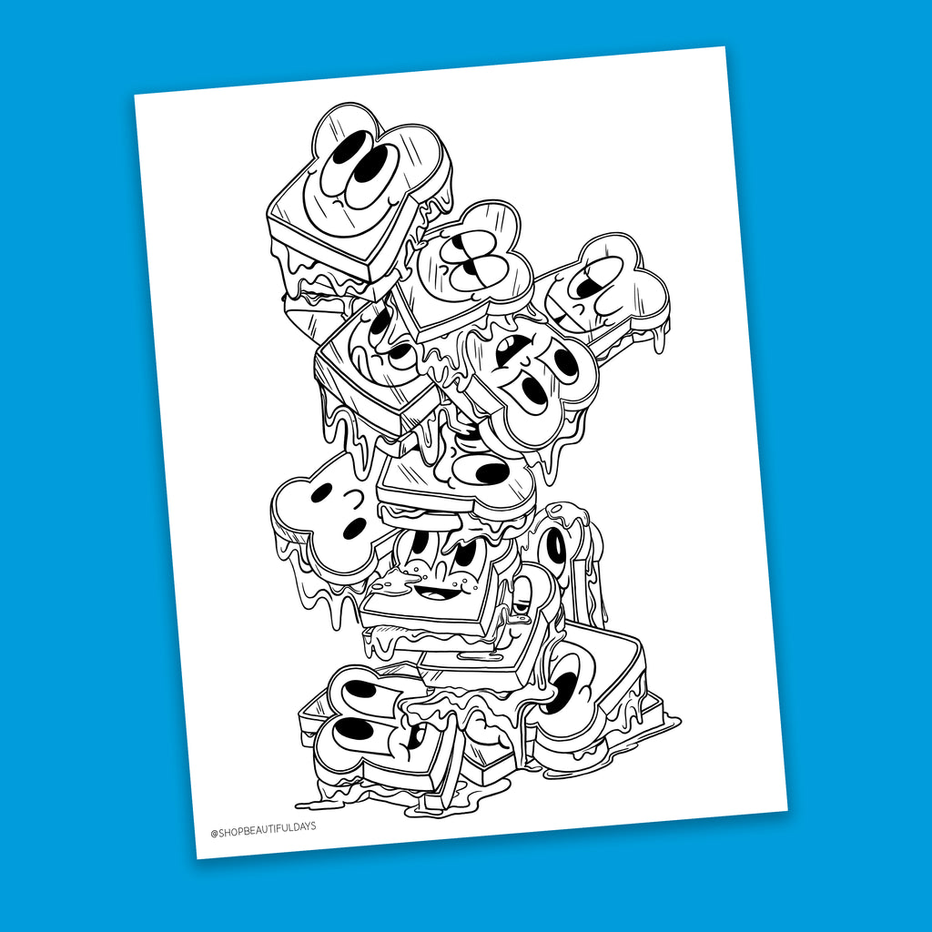 Grilled cheese coloring page