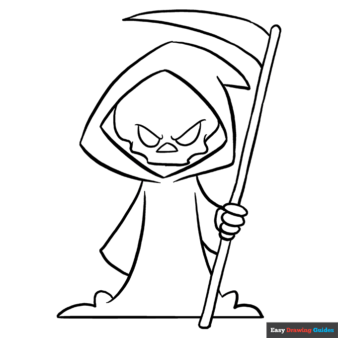Grim reaper coloring page easy drawing guides