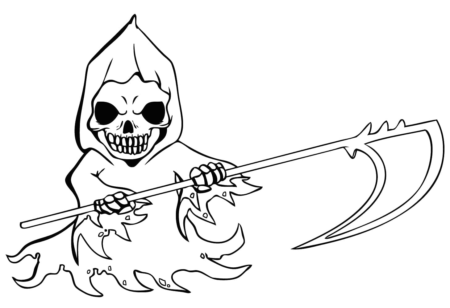 Little grim reaper coloring page