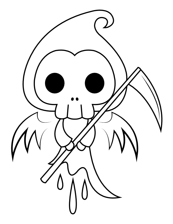 Printable grim reaper with wings coloring page