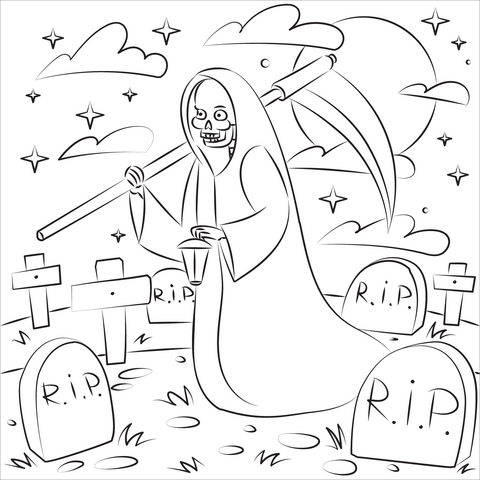 Grim reaper coloring page free printable coloring pages