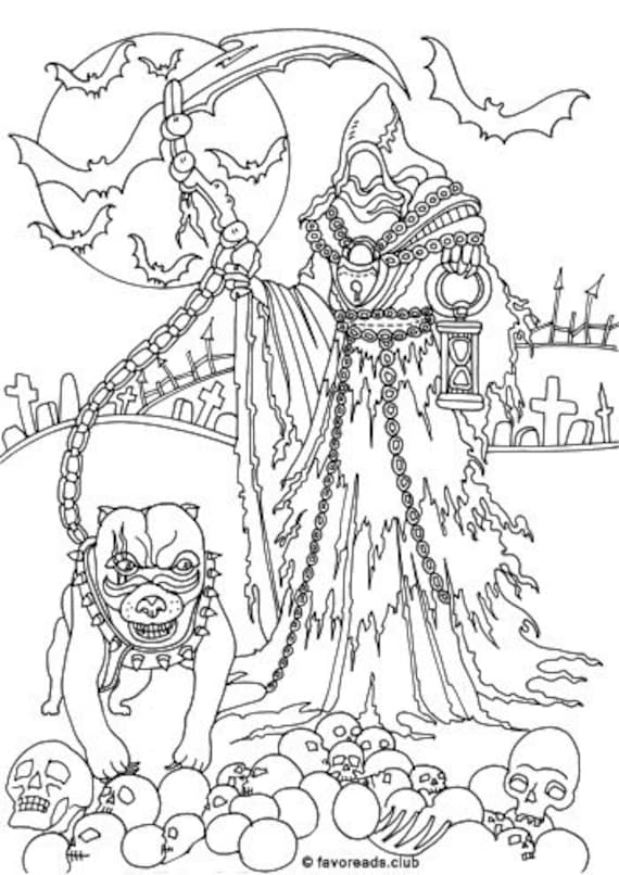 Reaper printable adult coloring page from favoreads