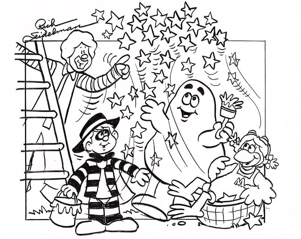 Grimace and mc donald characters coloring page