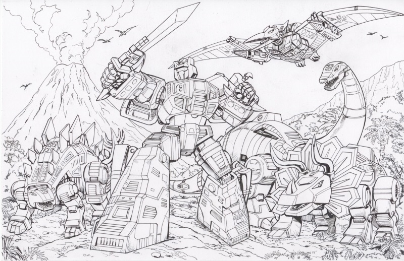 Grimlock and the dinobots by dan khanna in mark b kirschners dan khanna artwork ic art gallery room