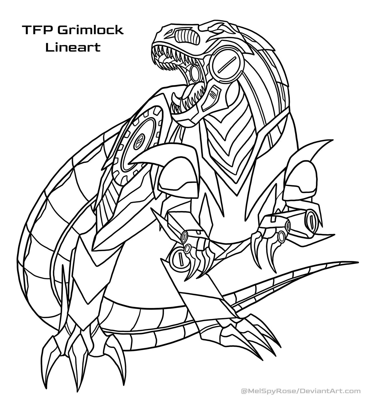 Tfp grimlock lineart by melspyrose on