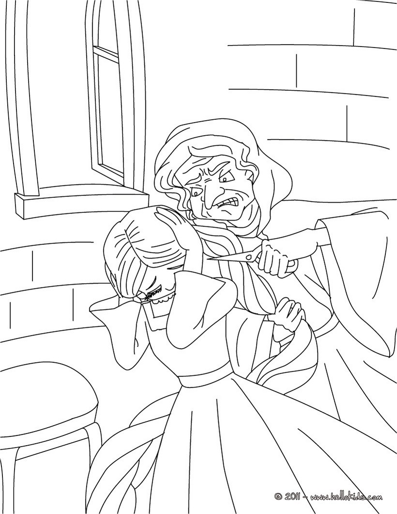 Rapunzel and gothel coloring pages