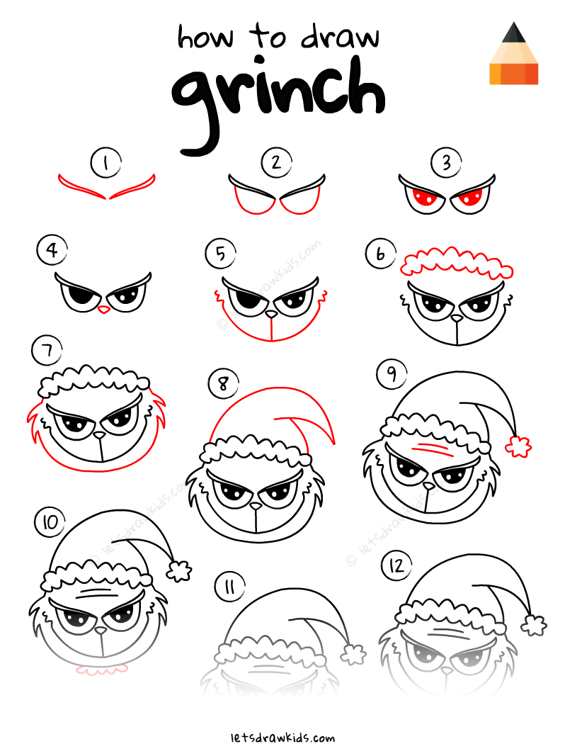 How to draw chibi grinch