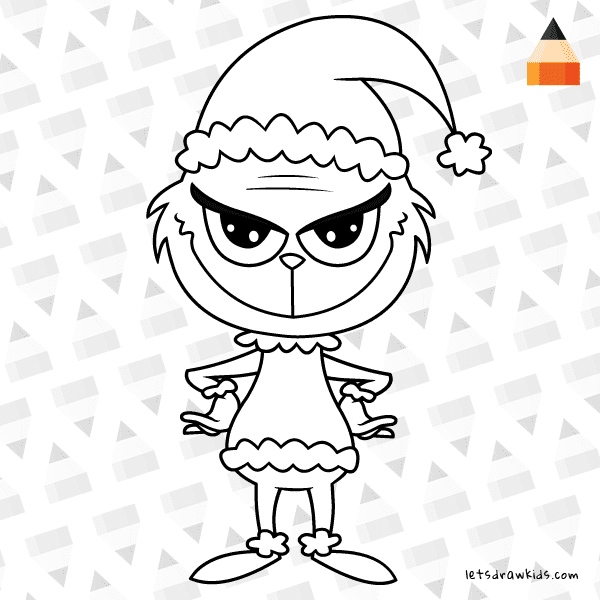 How to draw chibi grinch