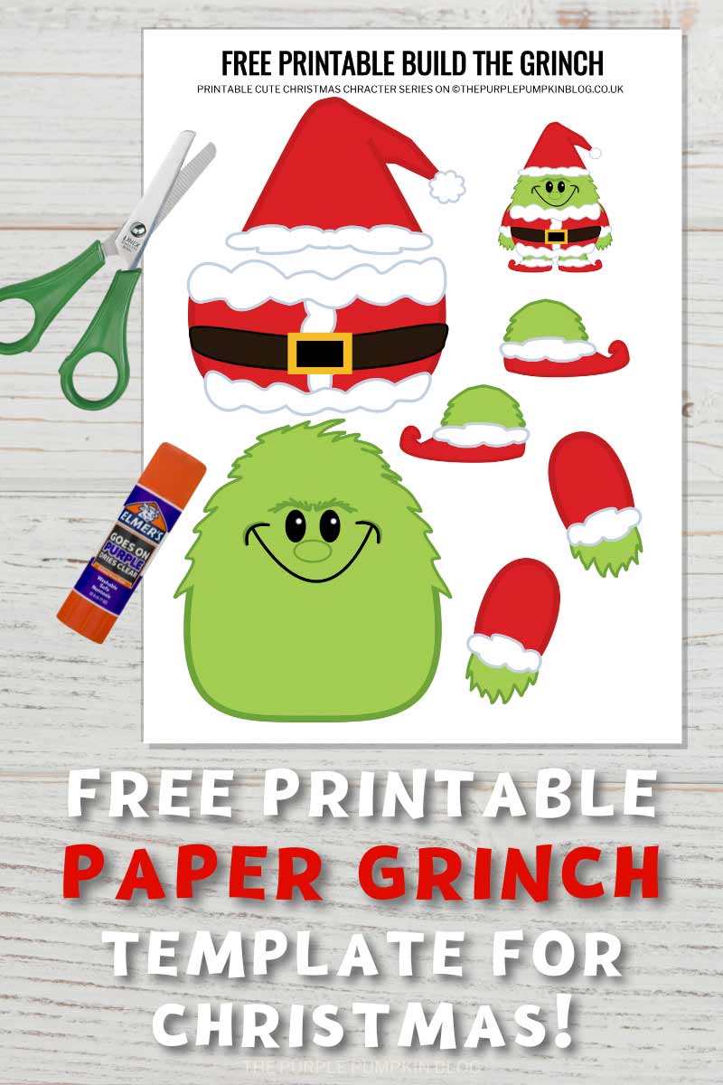 Free printable build the grinch paper template christmas craft