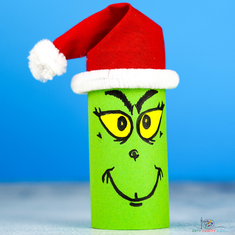 Paper roll grinch craft
