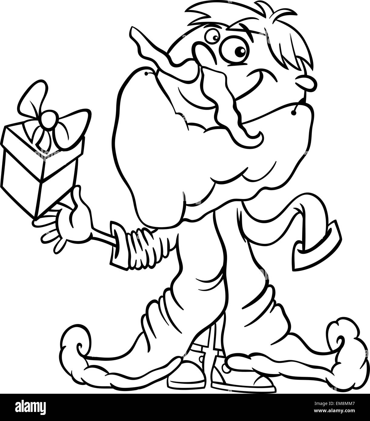 Happy boy and christmas present black and white stock photos images