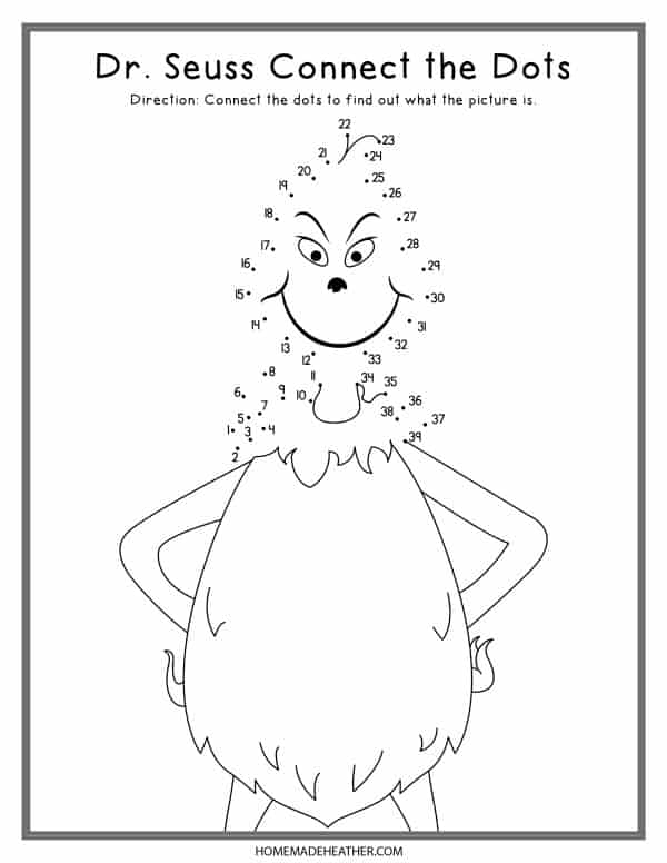 Dr seuss dot to dot printables homemade heather
