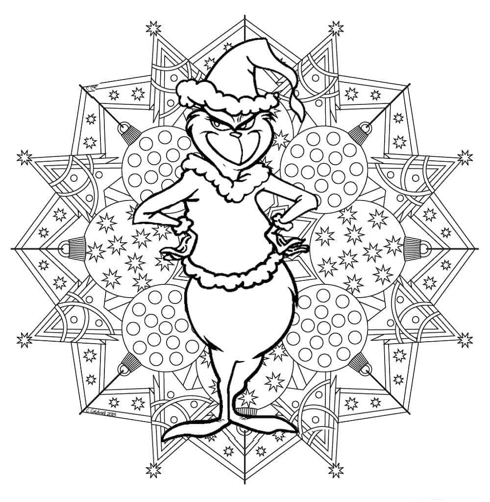 Grinch mandala coloring page