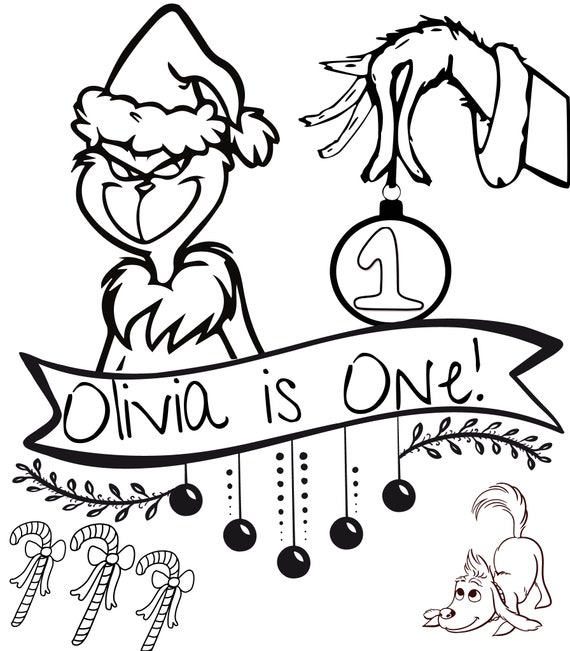 Fully customizable grinch birthday coloring sheet