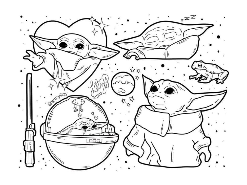 Baby yoda coloring pages