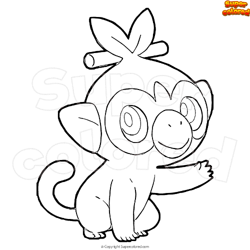 Coloring page pokemon grookey