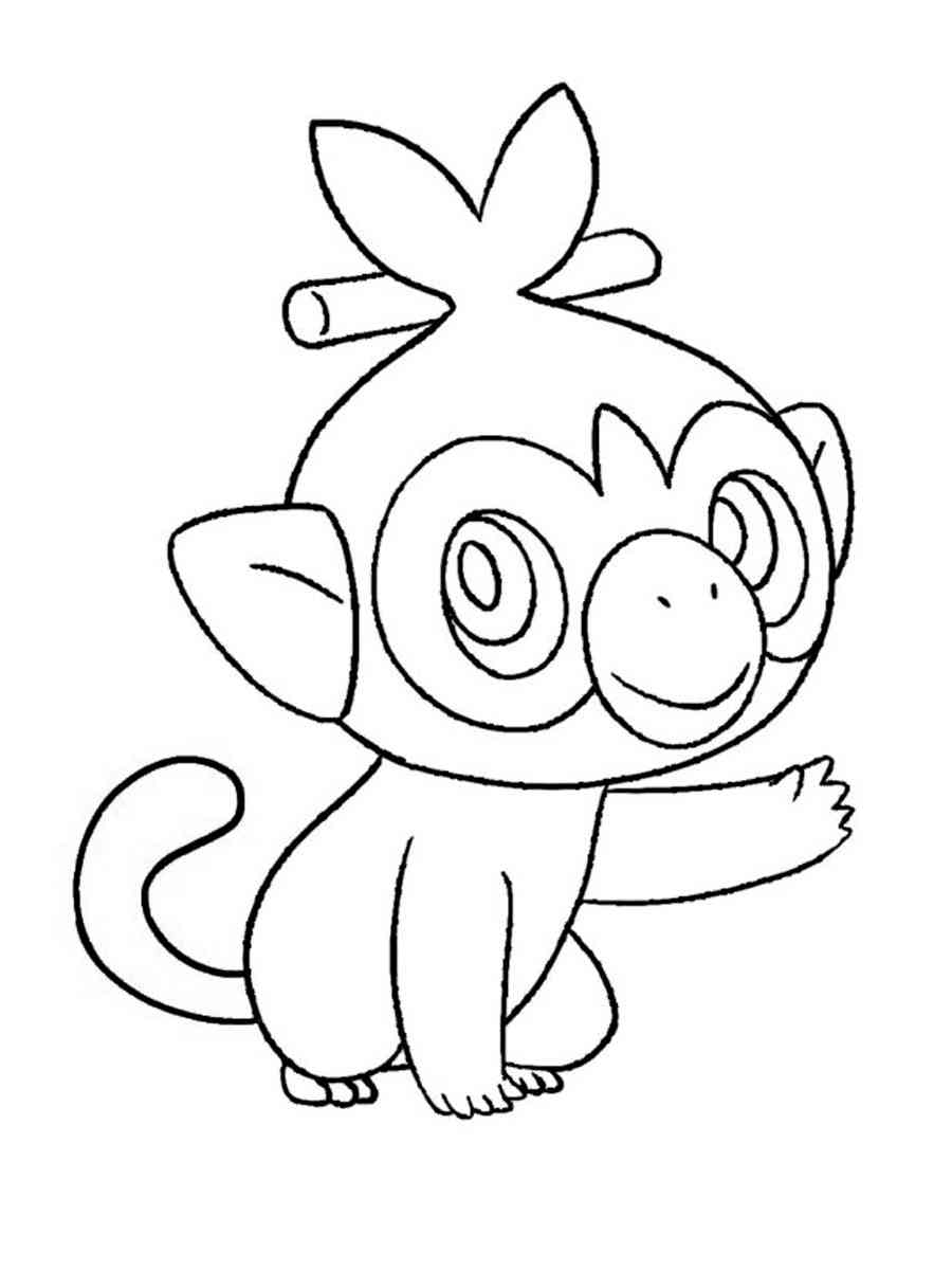Pokemon grookey coloring pages