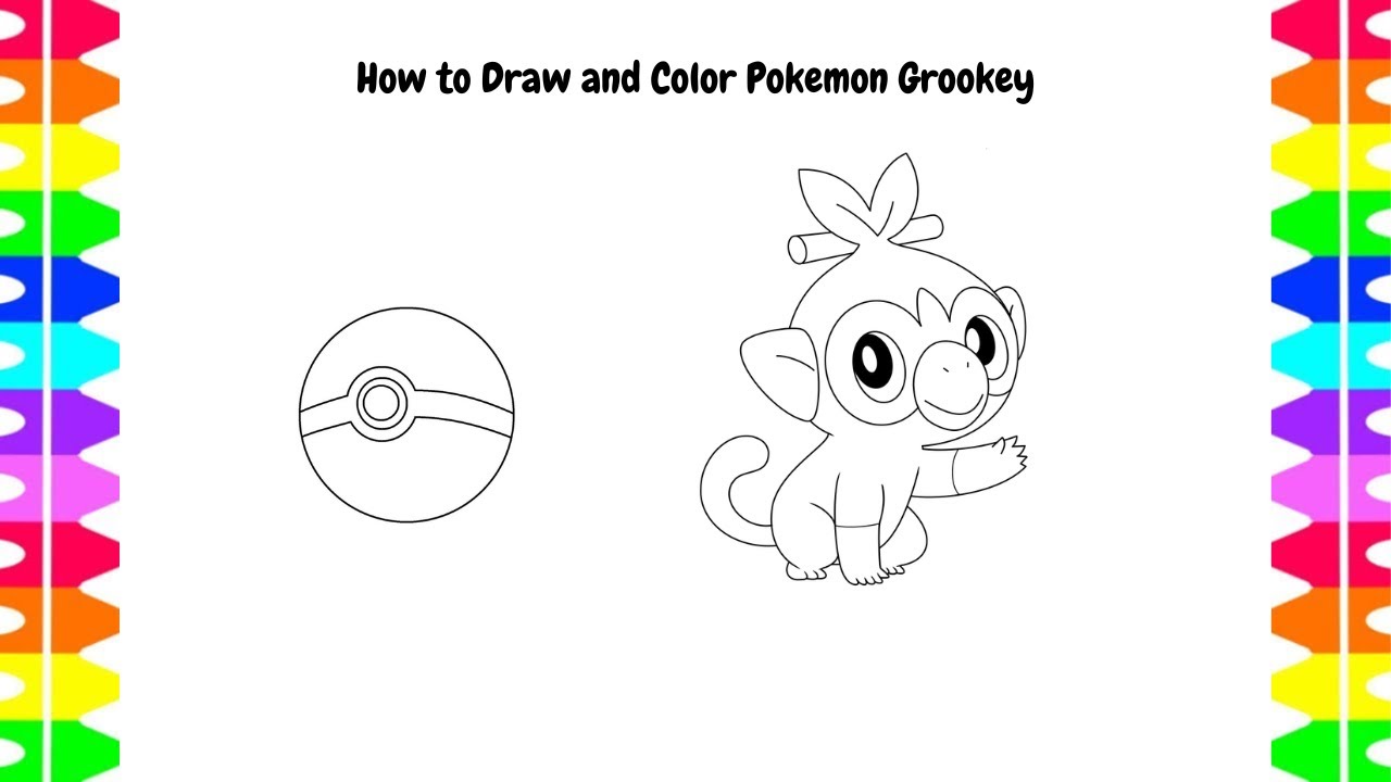 How to draw pokeon grookey l drawing video pokeon grookey toddler for kids fun art