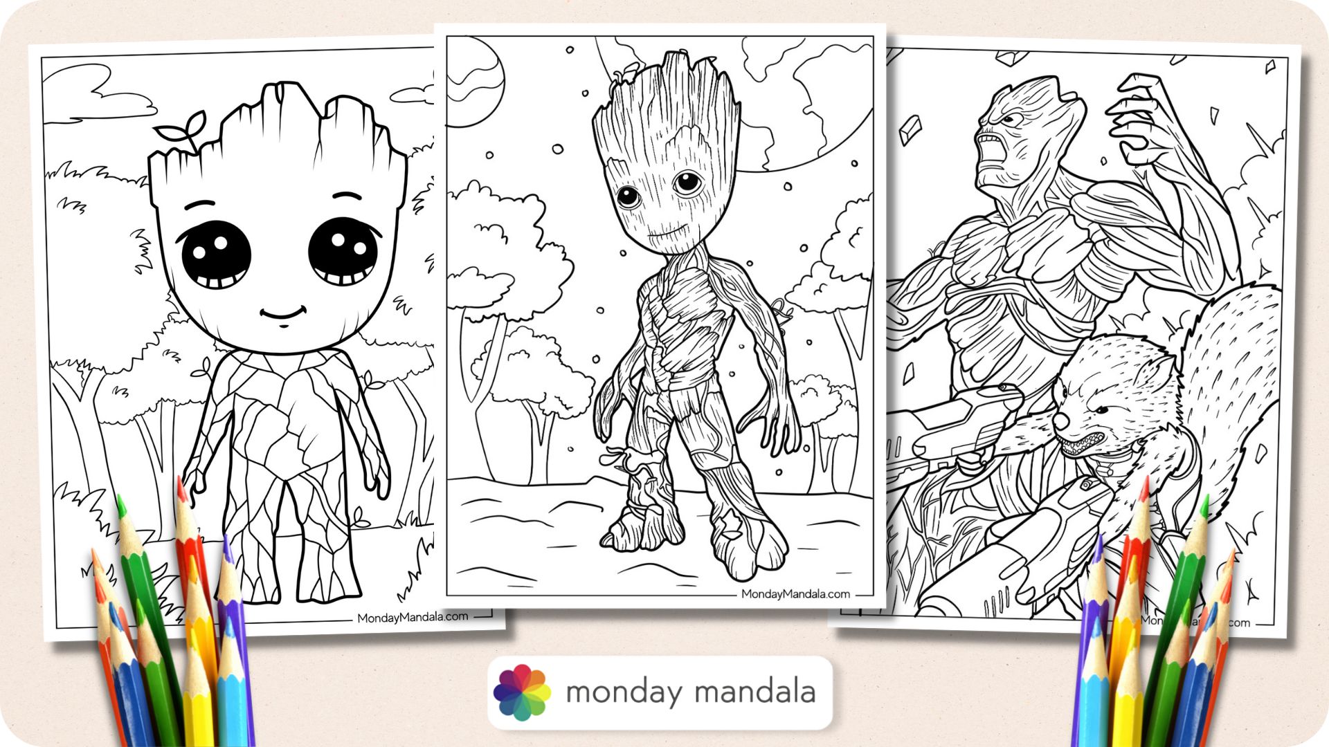Groot coloring pages free pdf printables